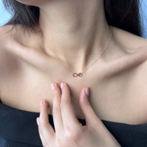 گردنبند طلا طرح پروانه و بینهایت کد N084
