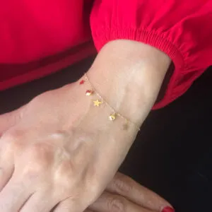 دستبند طلا طرح قلب و ستاره کد B042