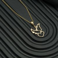 پلاک طلا طرح قلب بال دار کد P050