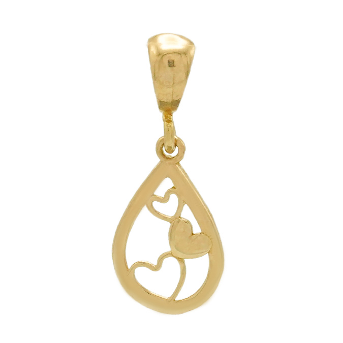 پلاک طلا قطره ایی طرح قلب کد P045