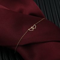 گردنبند طلا طرح دو قلب کد N163